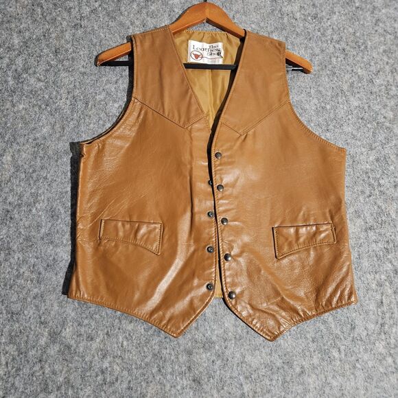 Vintage Sears The Leather Shop Vest Mens 40 Western Snap Front Cowboy 70s - Picture 1 of 8